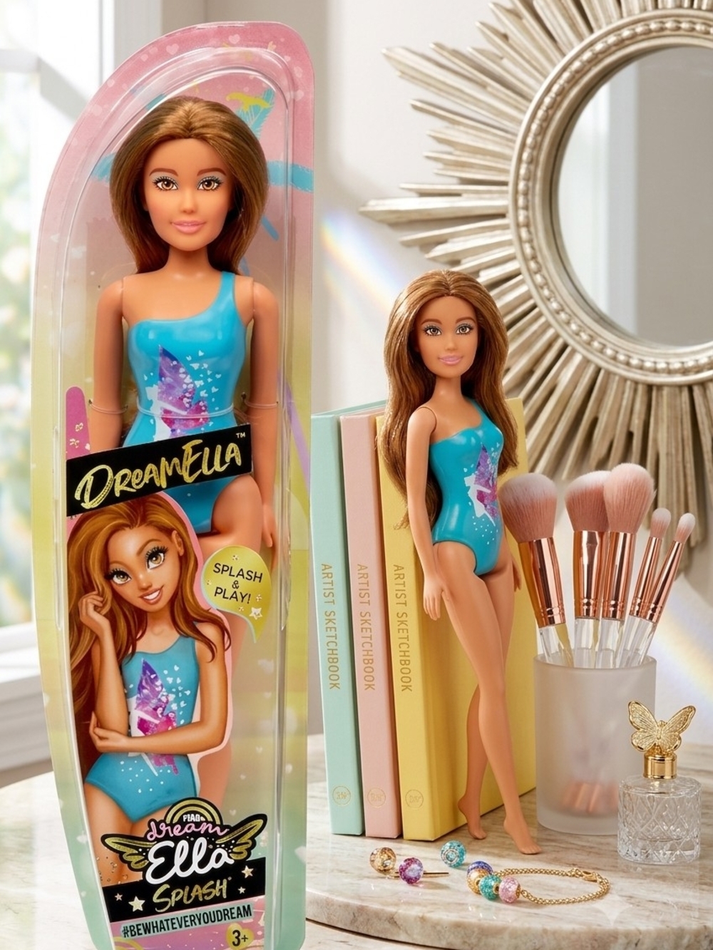 DreamElla Splash Play Doll in Teal Swimsuit
